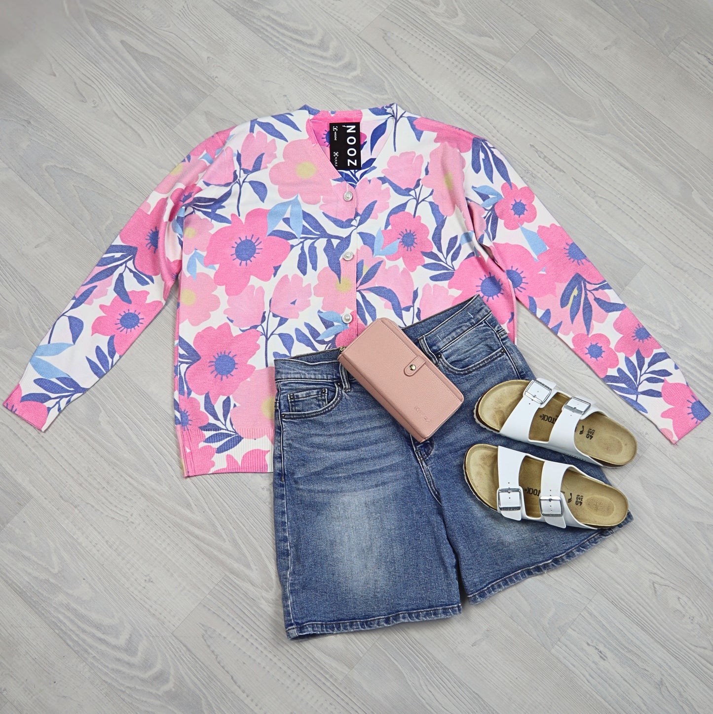 Relaxed Line Graphic Cardigan - Flower