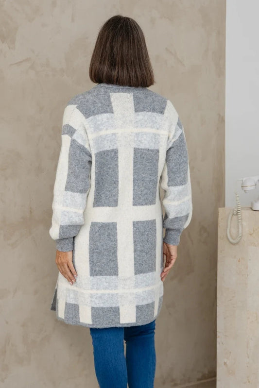 Checked Cardi - Grey