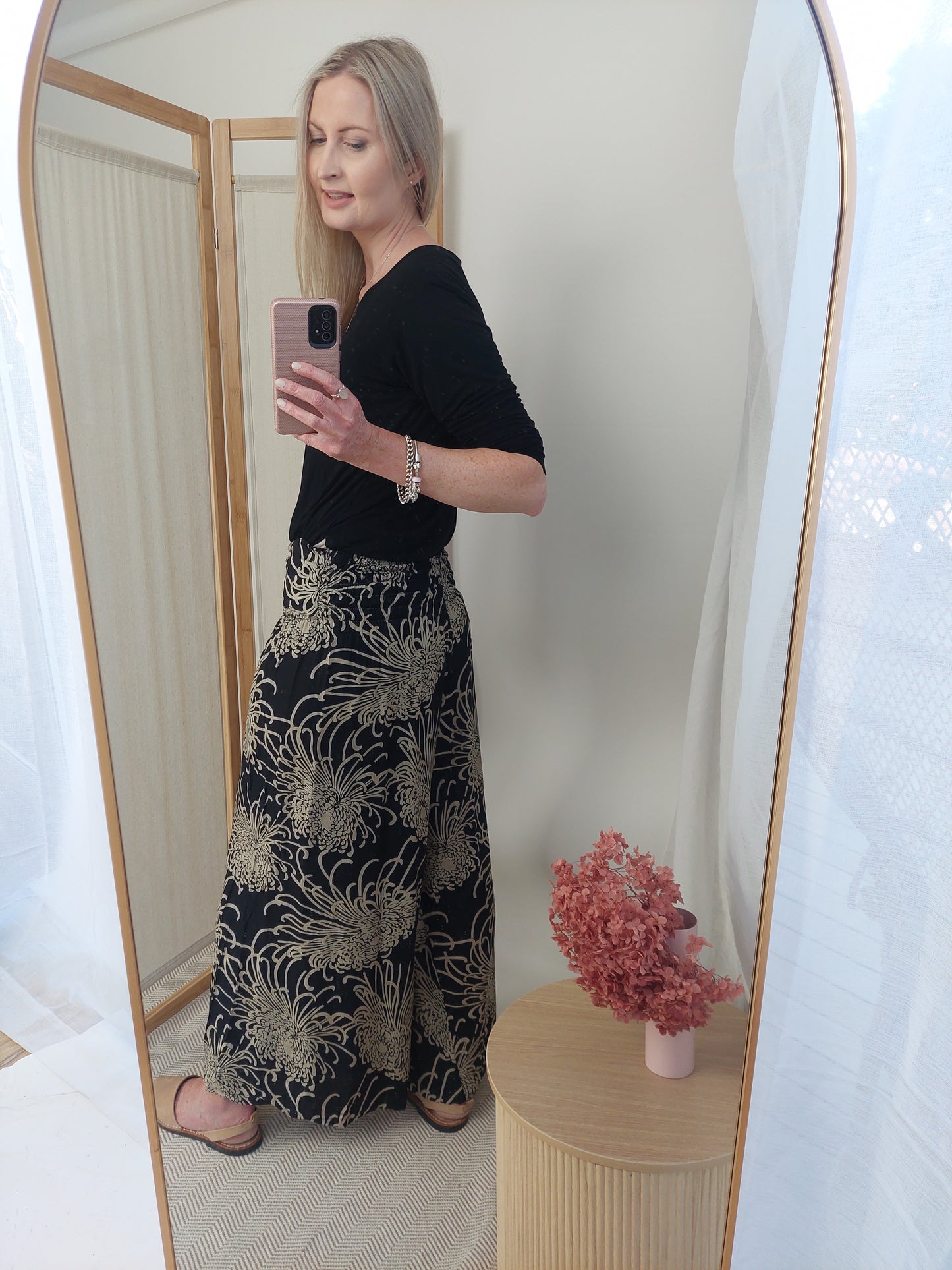 Loose Tie Palazzo Pants - Dahlia