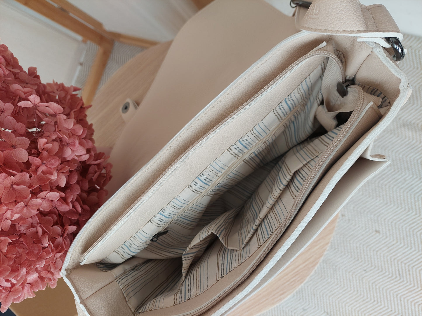 Vegan Leather Primary School Bag - Pavlova Cream