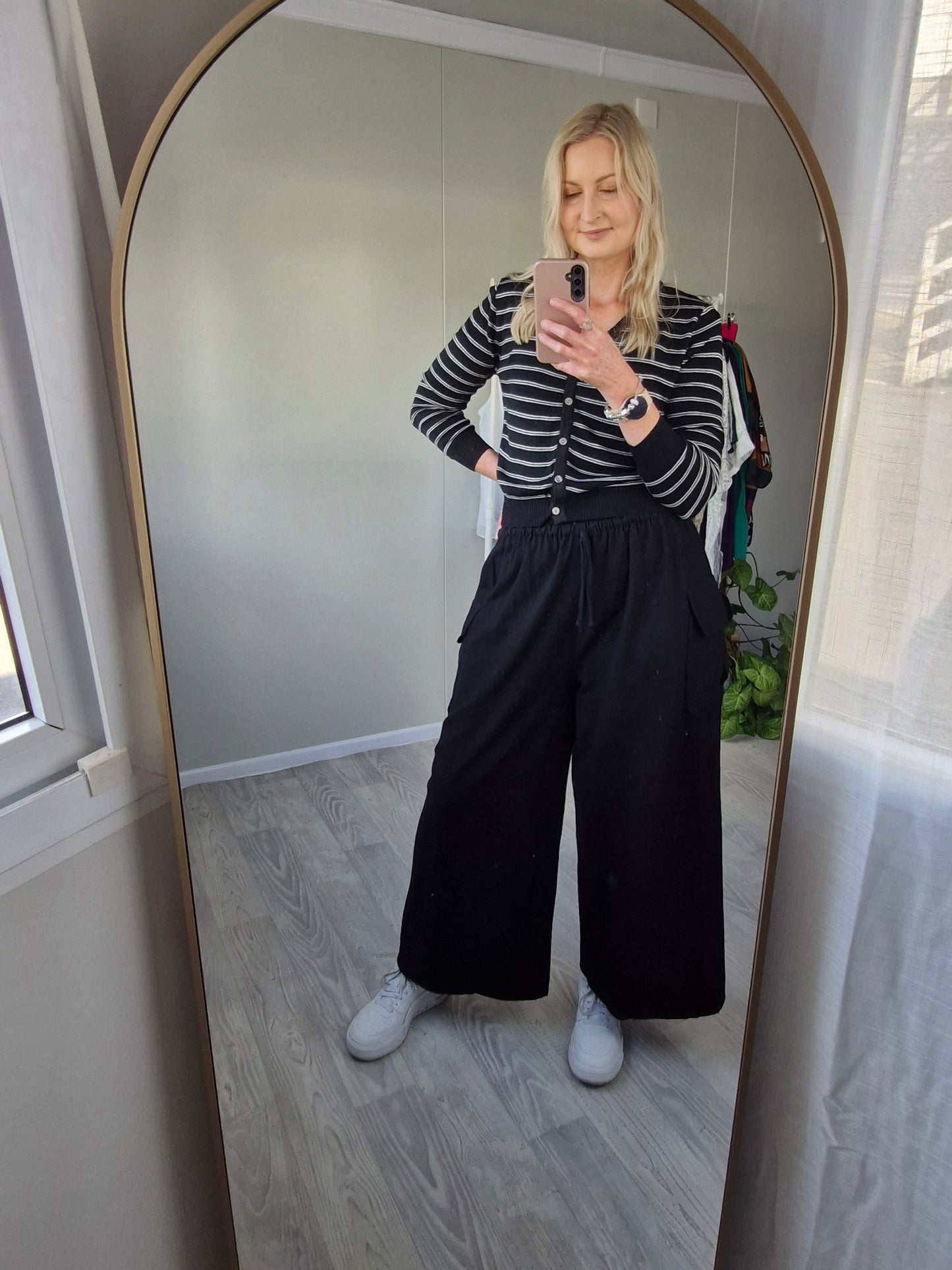 B/W - Striped Button-Up Cardi