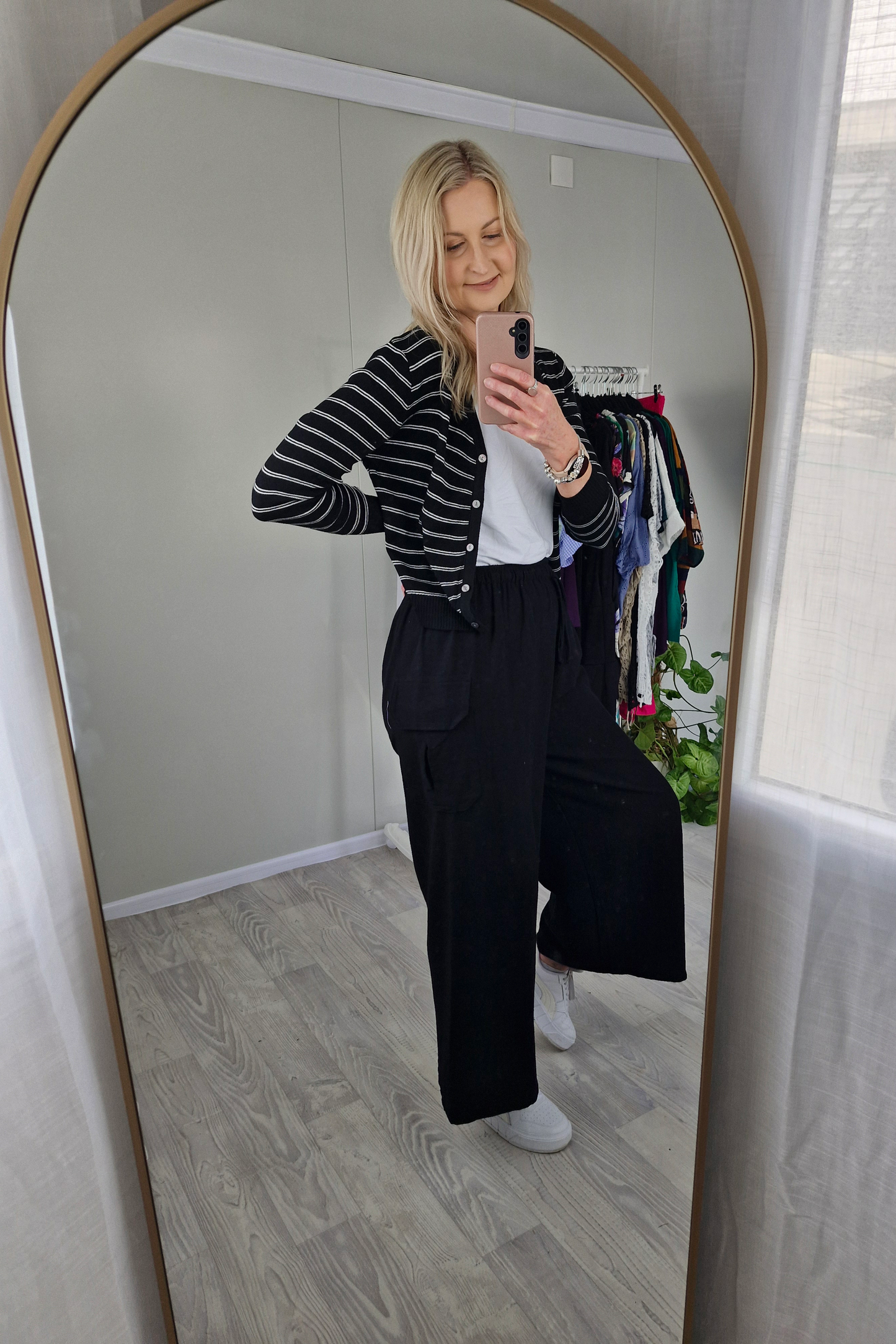 B/W - Striped Button-Up Cardi