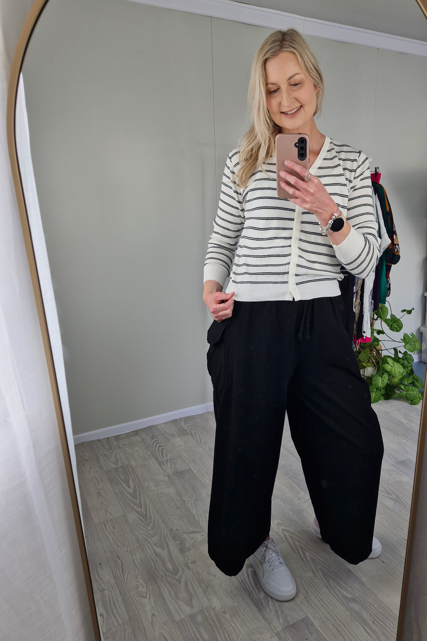 W/B - Striped Button-Up Cardi