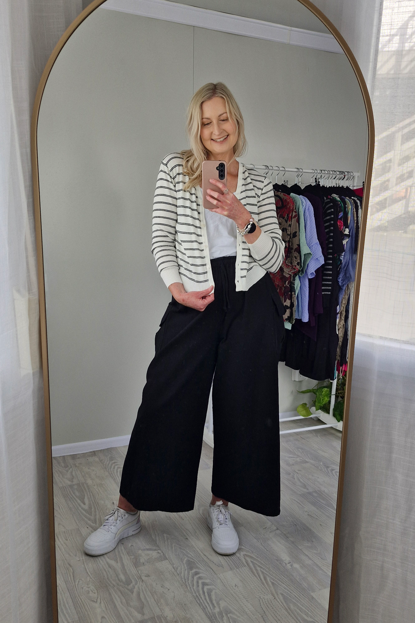 W/B - Striped Button-Up Cardi