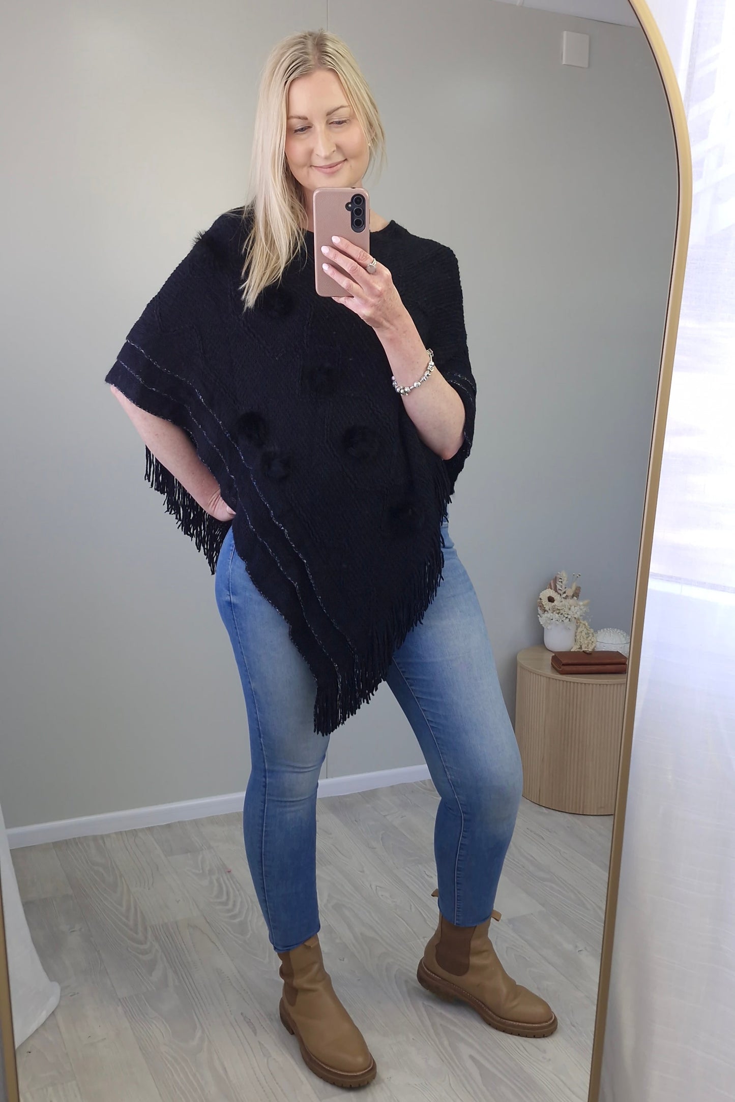 Black Tassel Poncho
