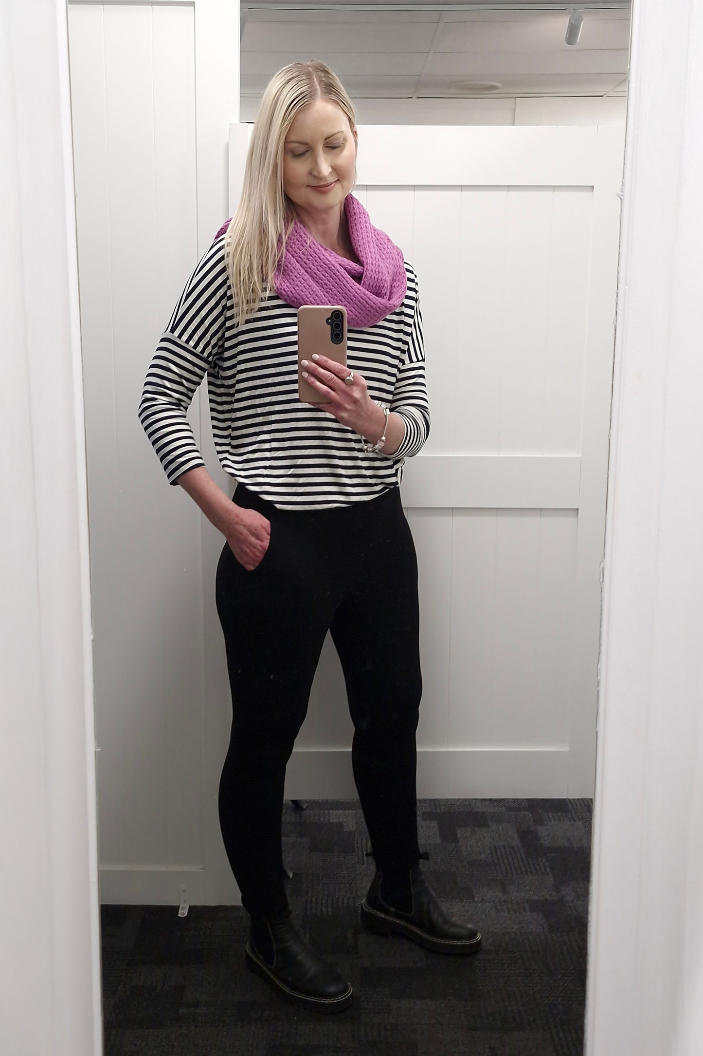 Narrow Stripe Batwing Molly Top - Navy & White