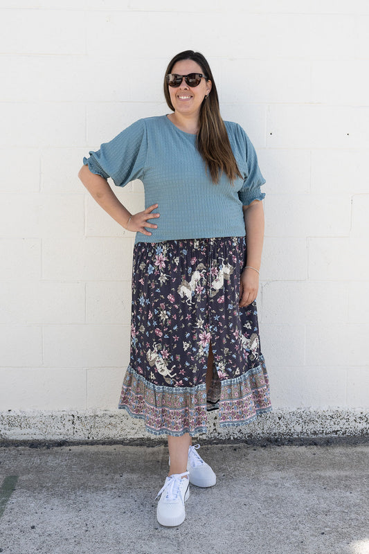Pebble Fairytale Floral -  Magnolia Maxi Skirt