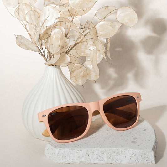 50/50s Sunglasses - Pink with Wood Arms