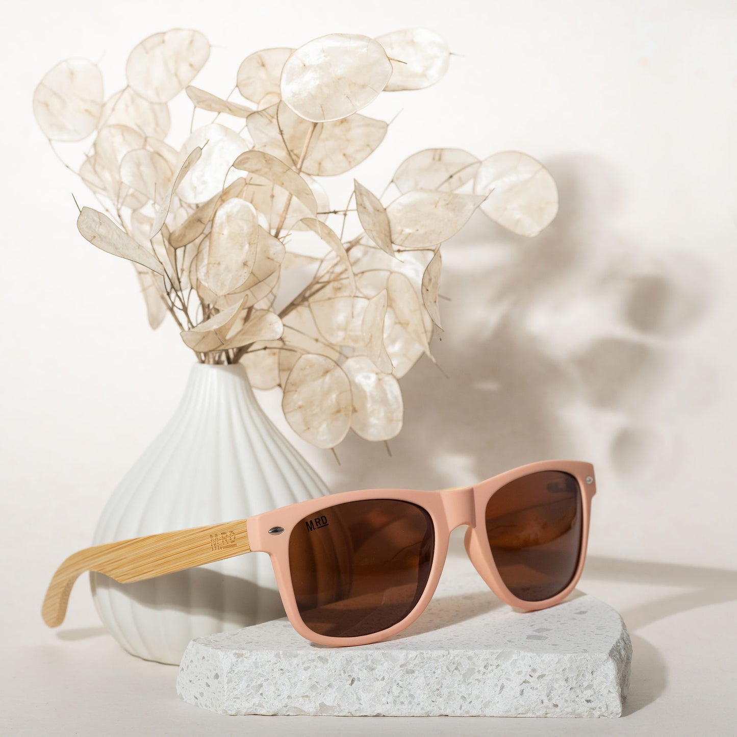 50/50s Sunglasses - Pink with Wood Arms