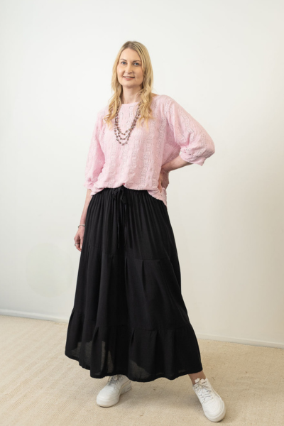 Tiered Gypsy Maxi Skirt - Black