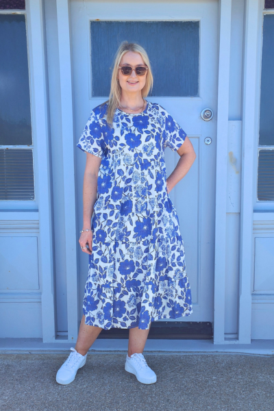 Nula Dress -Blue & White Floral