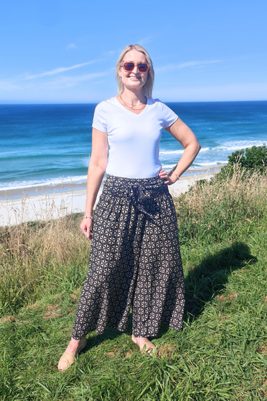 Loose Tie Palazzo Pants -Monochrome Star