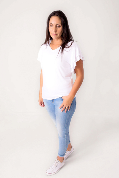 White Flutter Sleeve Tee