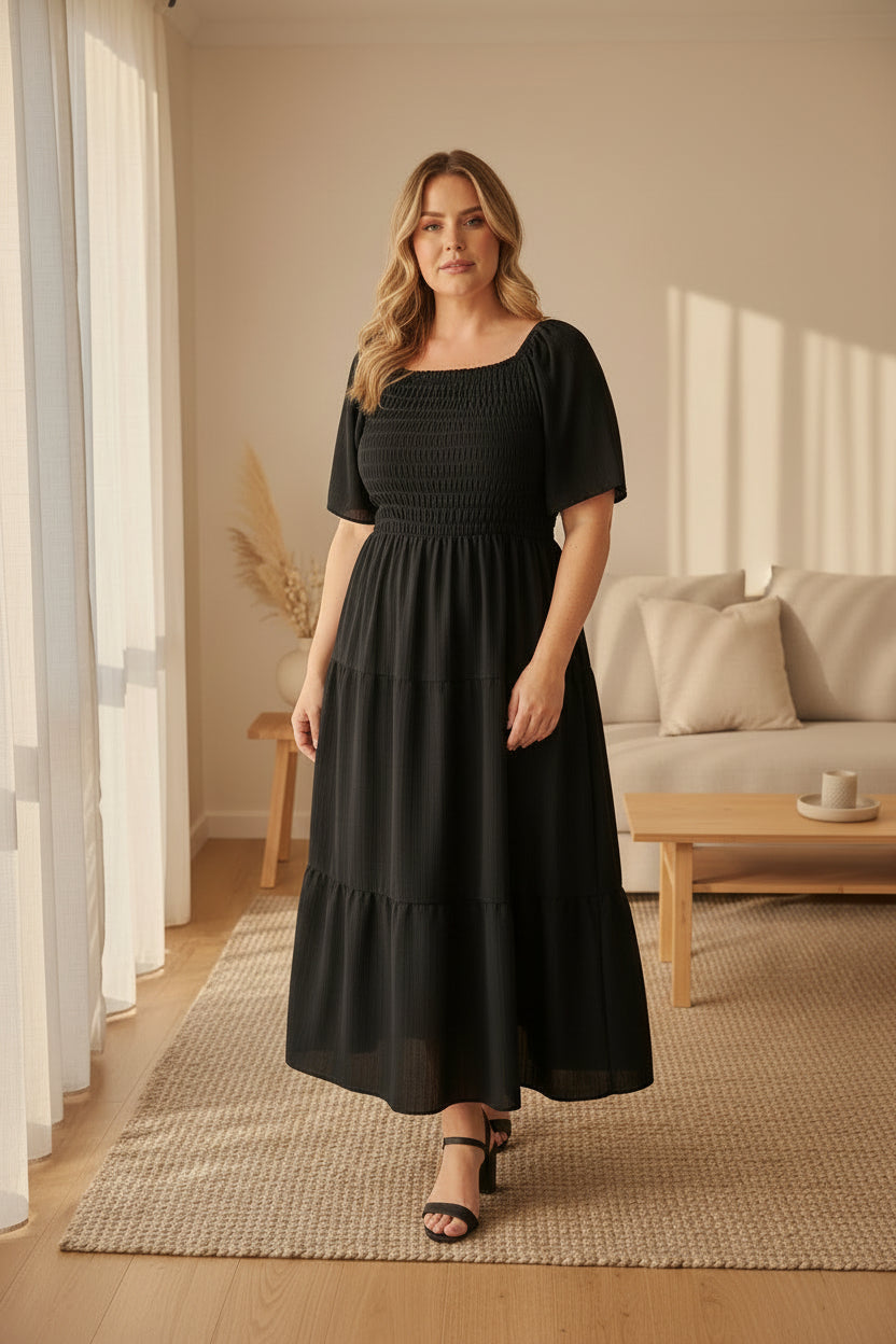 Shirred Bust Soph Maxi - Black