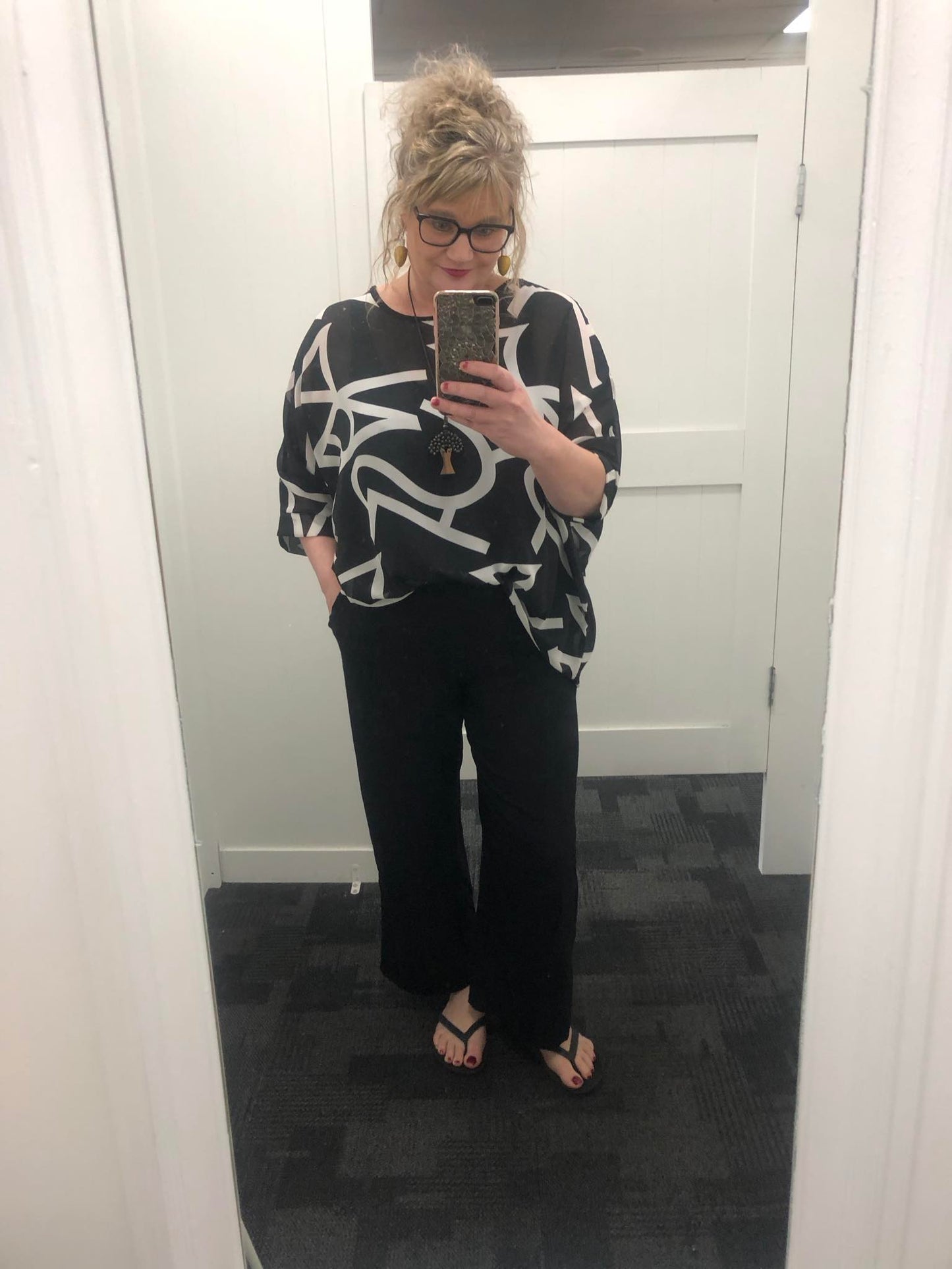 PRE-ORDER** B/W Pattern Draped Top - Vogue Collection
