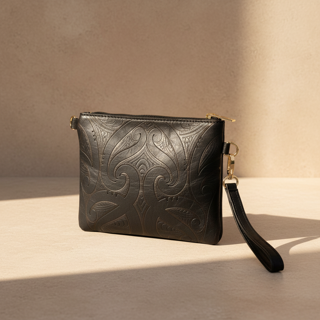 Miriama Grace-Smith Vegan Leather Viaduct Clutch - Black