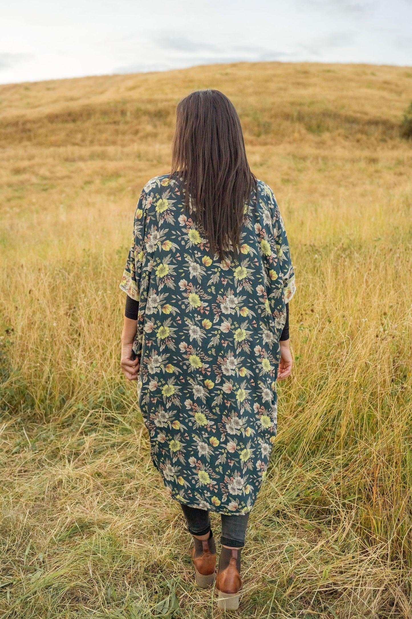 Golden Sweet Pea - Long Patterned Kimono