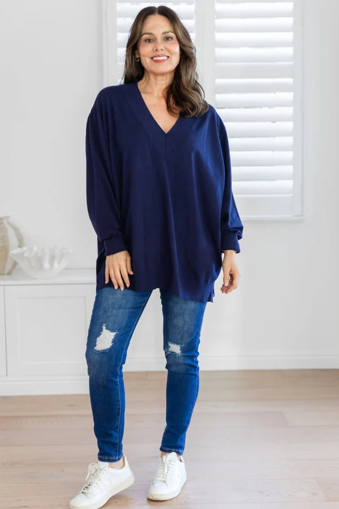 Angel V-Neck Knit - Navy