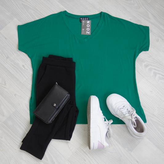 Basic V-neck Tee - Emerald