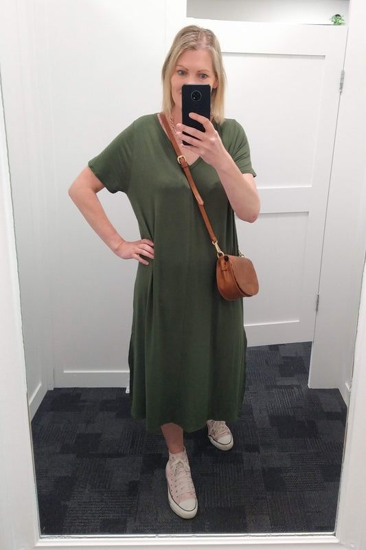 Betty Side Split Dress - Olive
