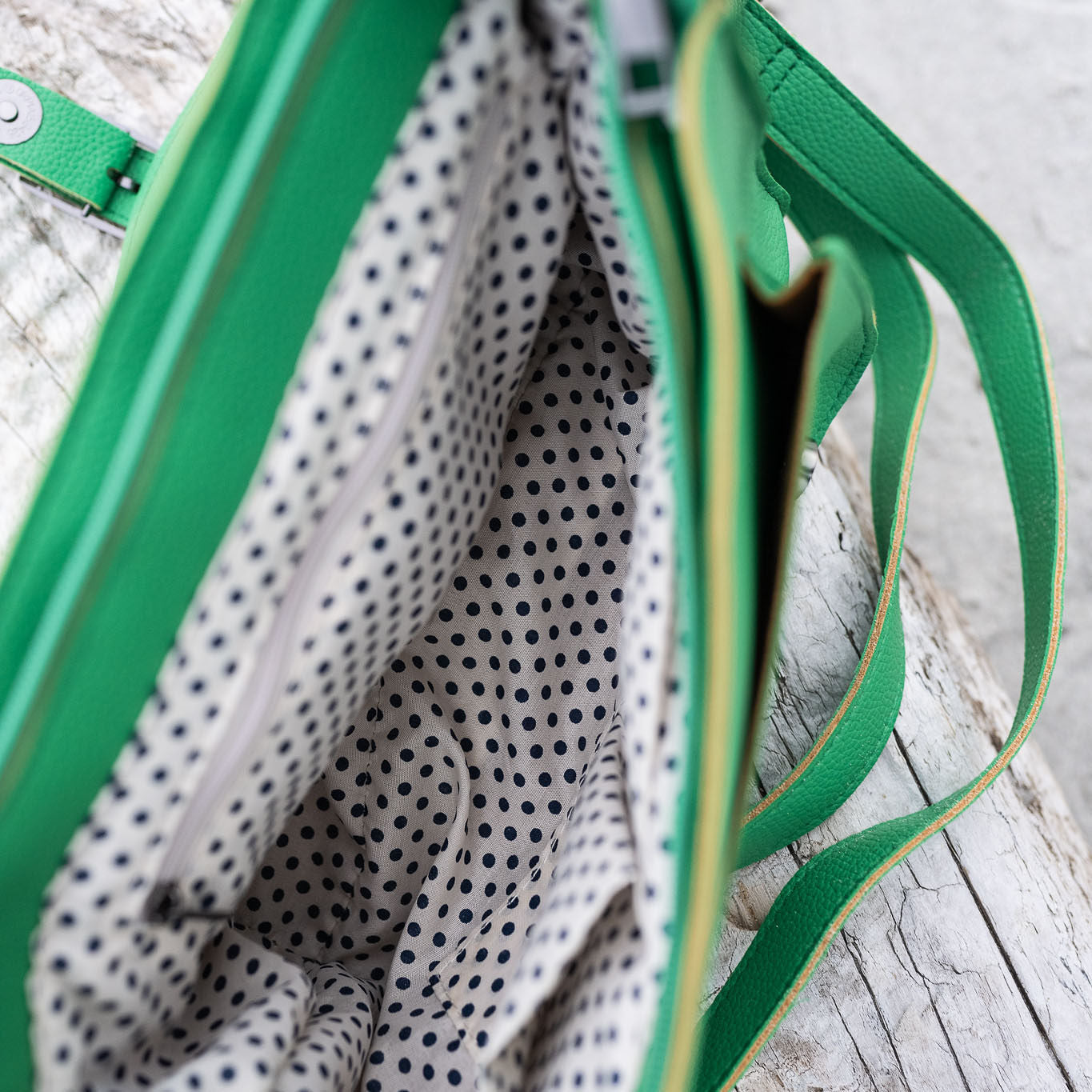 Vegan Leather Primary School Bag - Bright Prickle Green