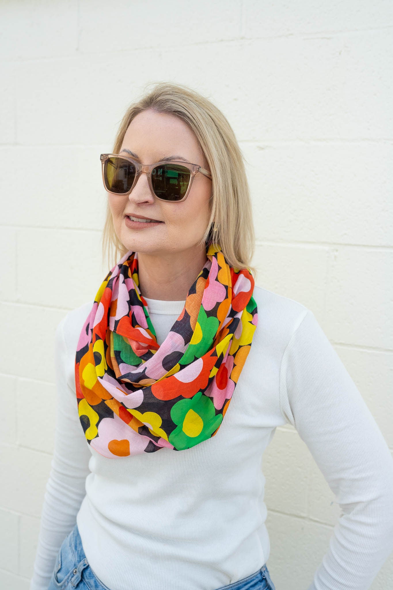 Cotton Scarf - Flower Pop Lightweight Infinity