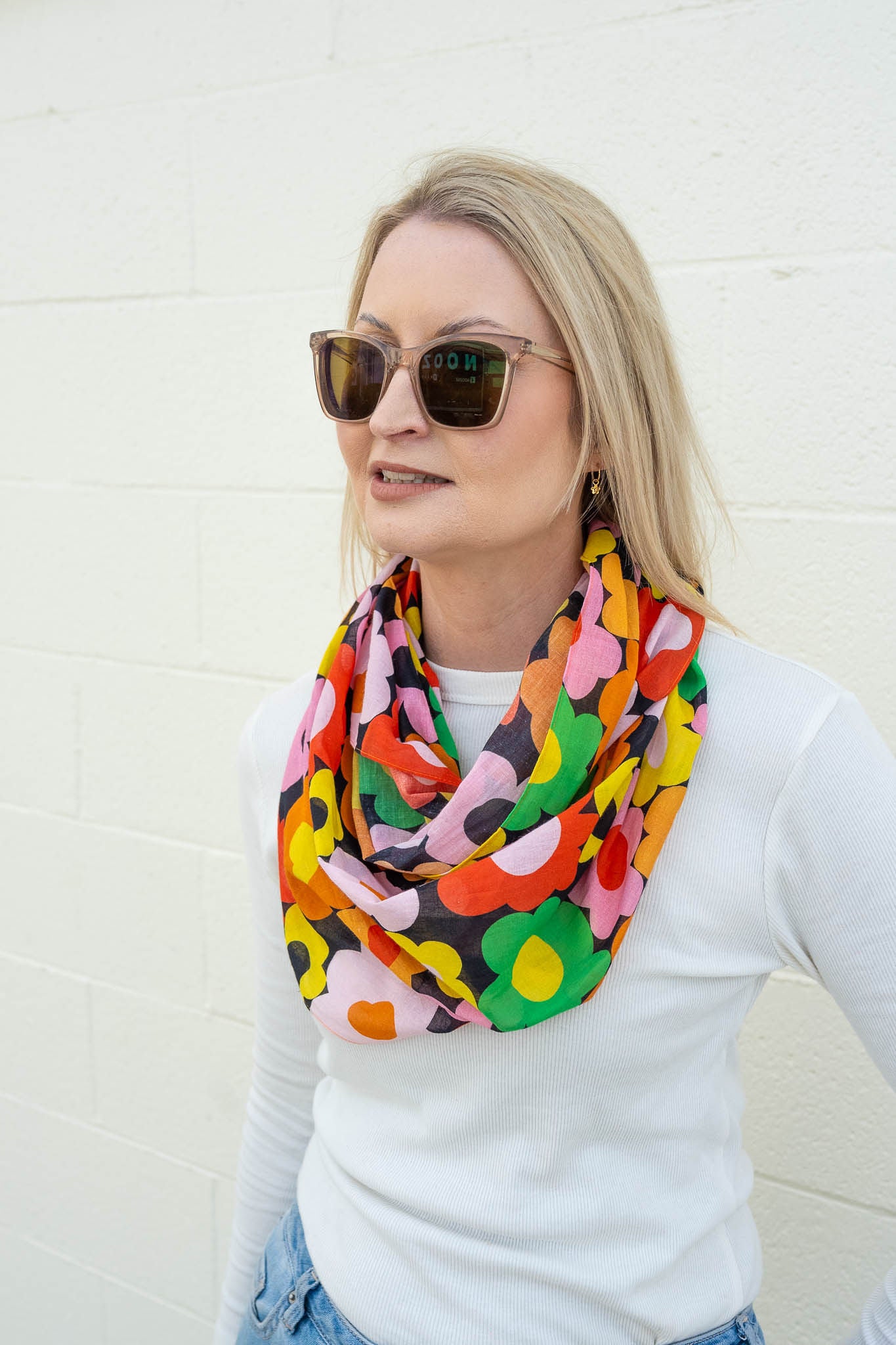 Cotton Scarf - Flower Pop Lightweight Infinity
