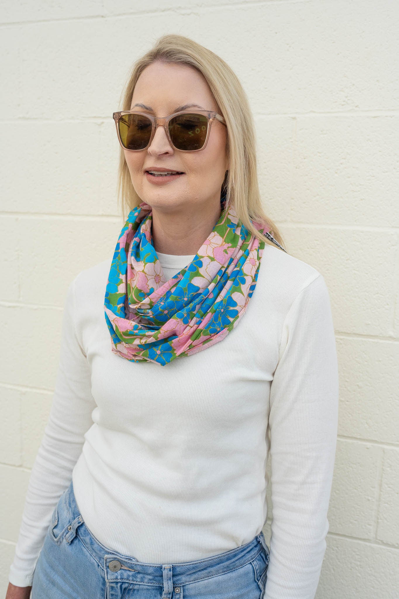 Cotton Scarf - Blue Vintage Lightweight Infinity