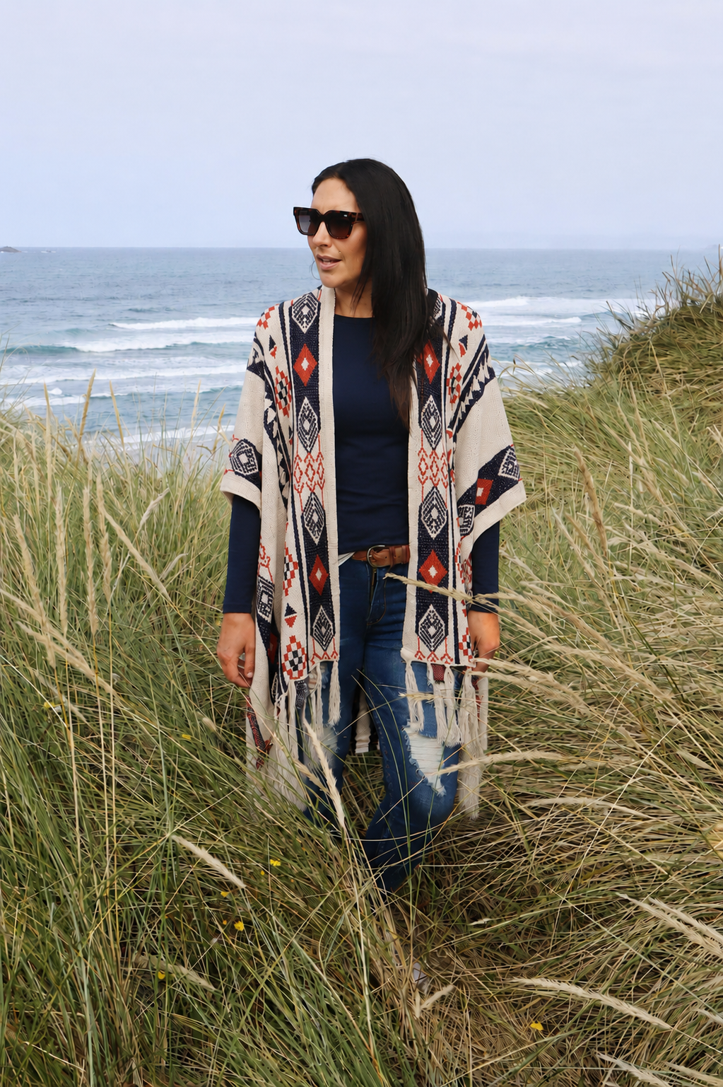 White Aztec Wrap Cape