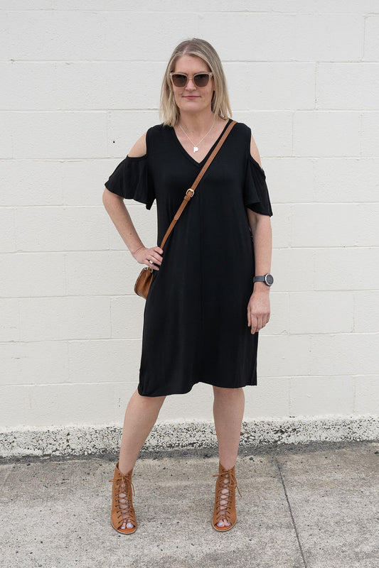Cold Shoulder Kinsley Dress - Black