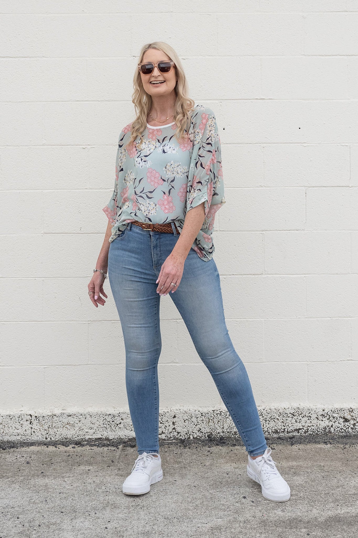 PRE-ORDER** Minty Blossom Draped Top - Floral Collection