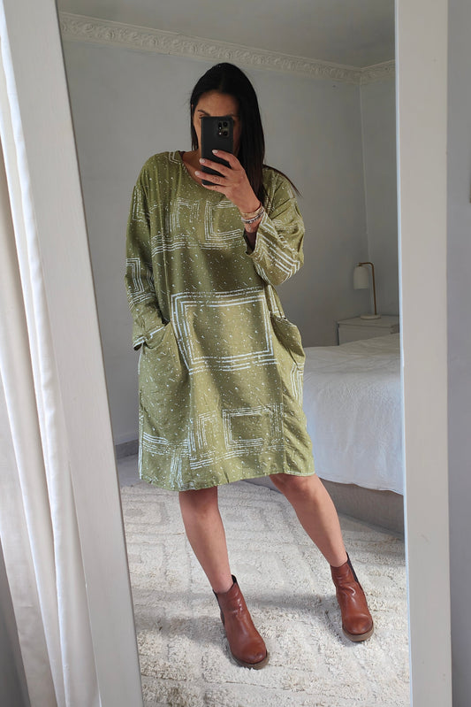 Geo Tunic/Dress - Green Tea