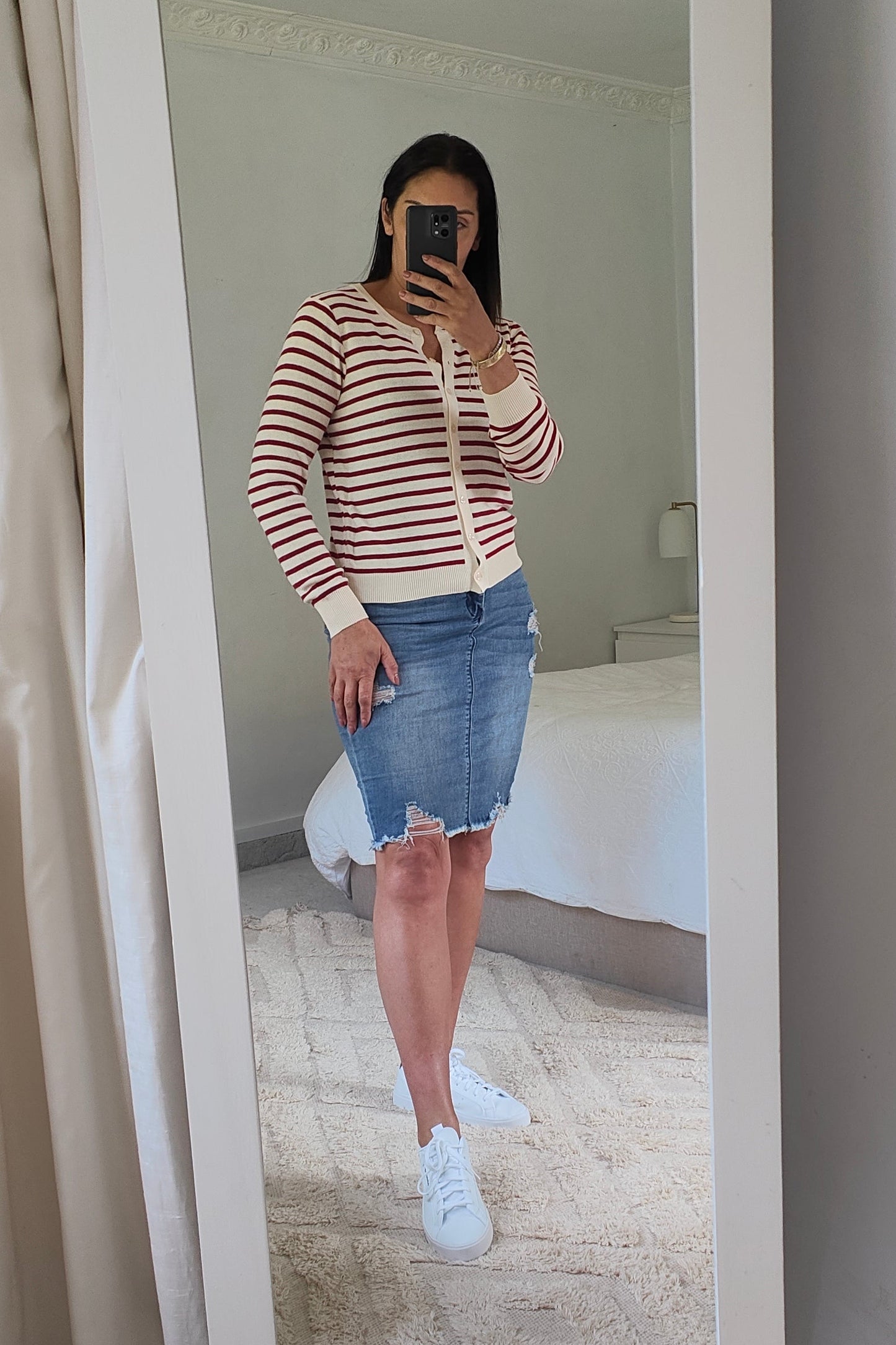 Wine/Cream - Brigitte Button-Up Cardigan