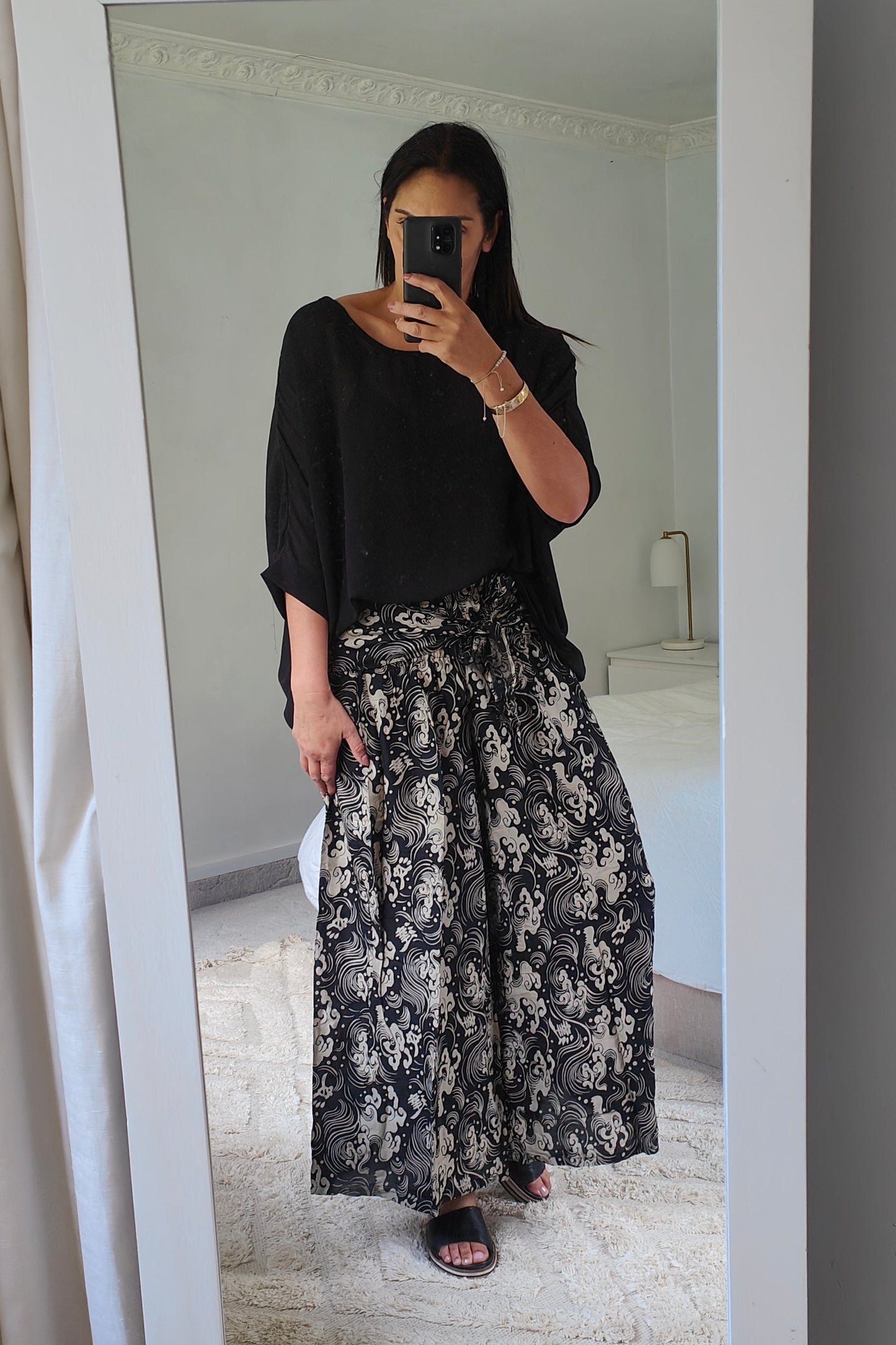 Loose Tie Palazzo Pants - Mystic Wave