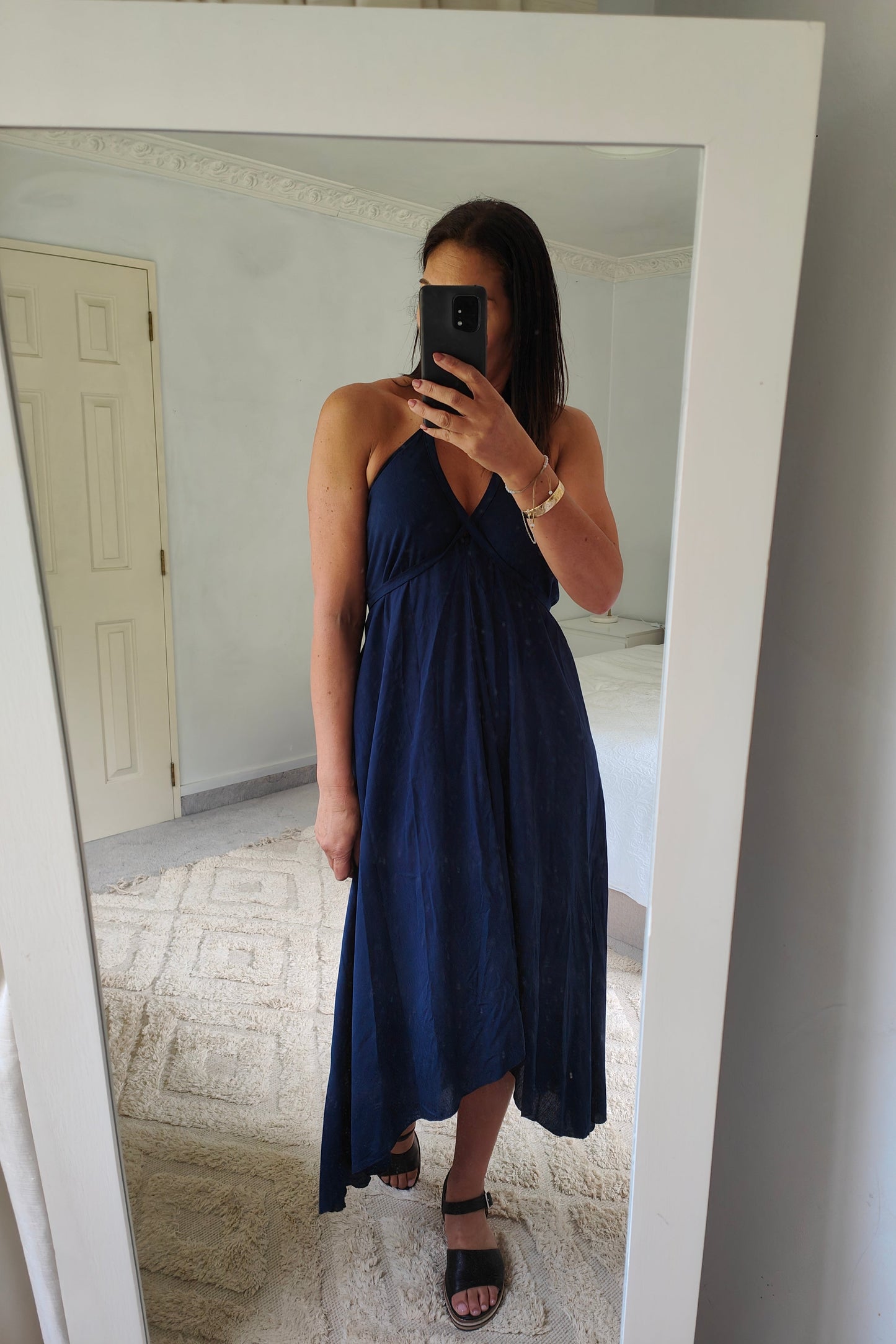 Halter Tie Dovetail Dress - Navy