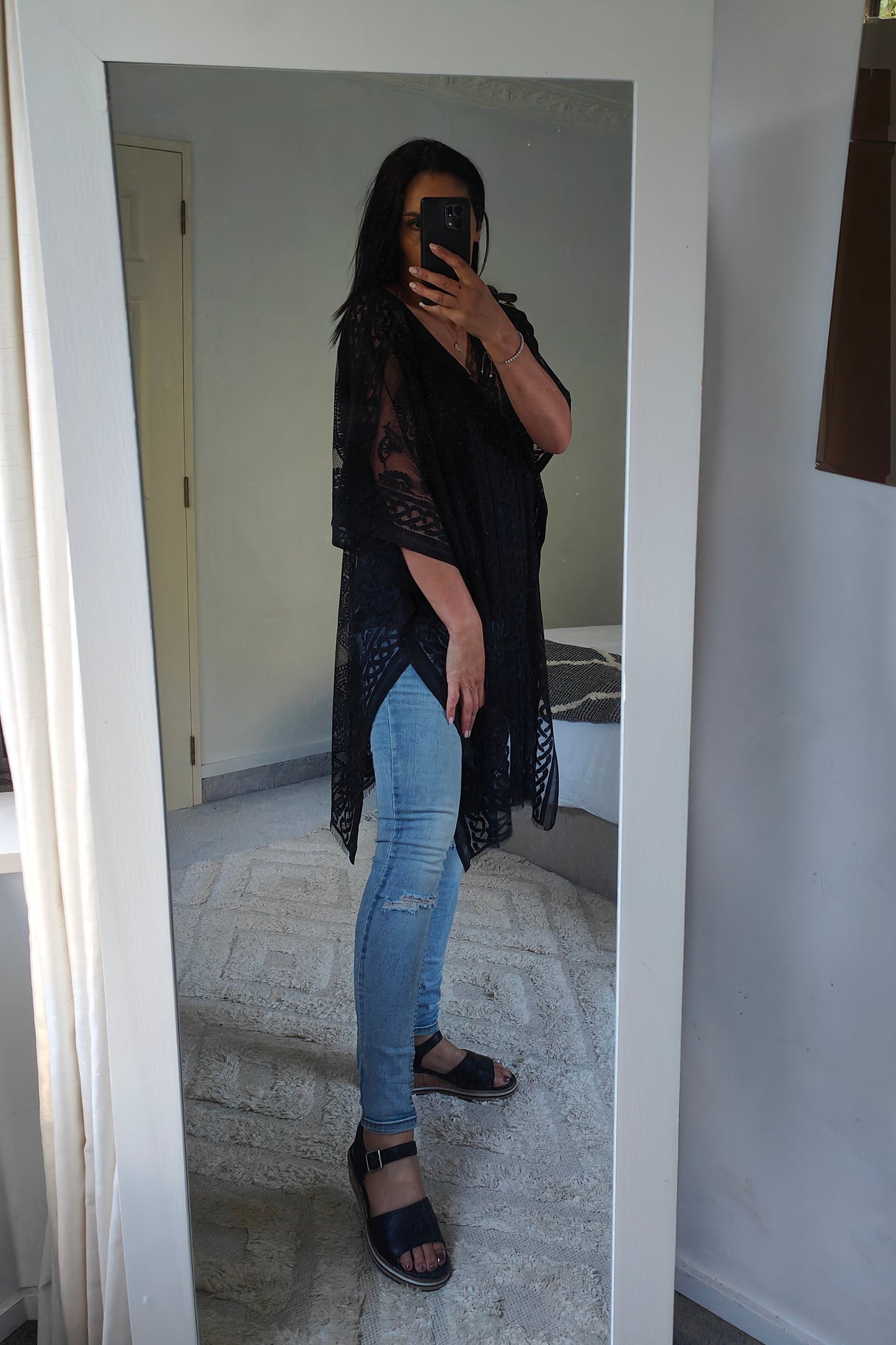 Netted Kaftan - Black