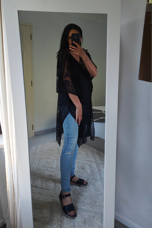 Netted Kaftan - Black