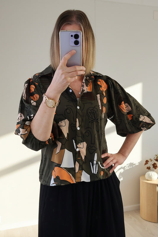 Abstract Graphic Shirt - Dark Olive