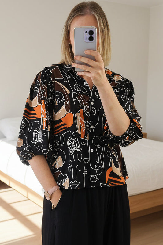 Abstract Graphic Shirt - Black