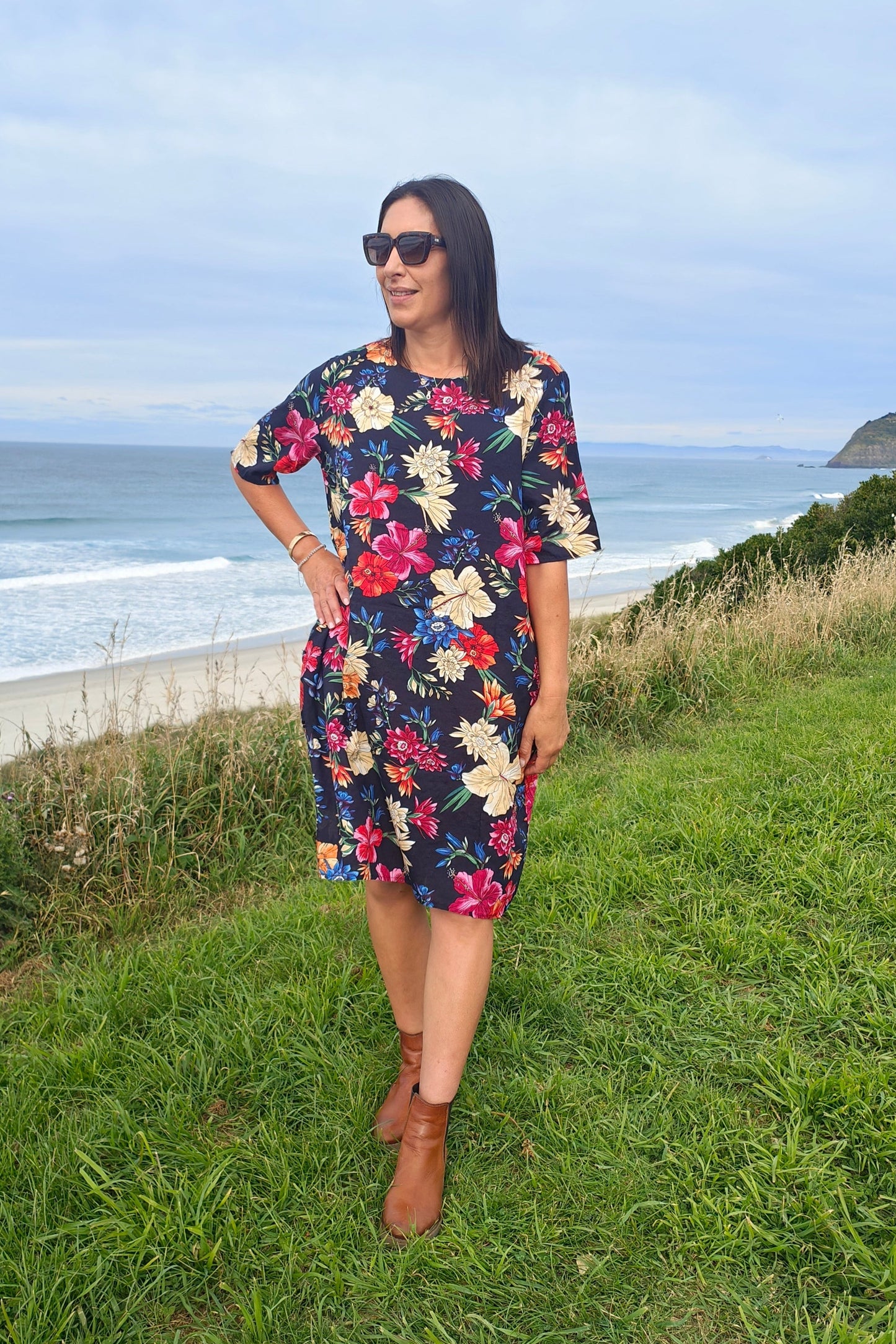 Delicate Navy Floral - Smock Dress