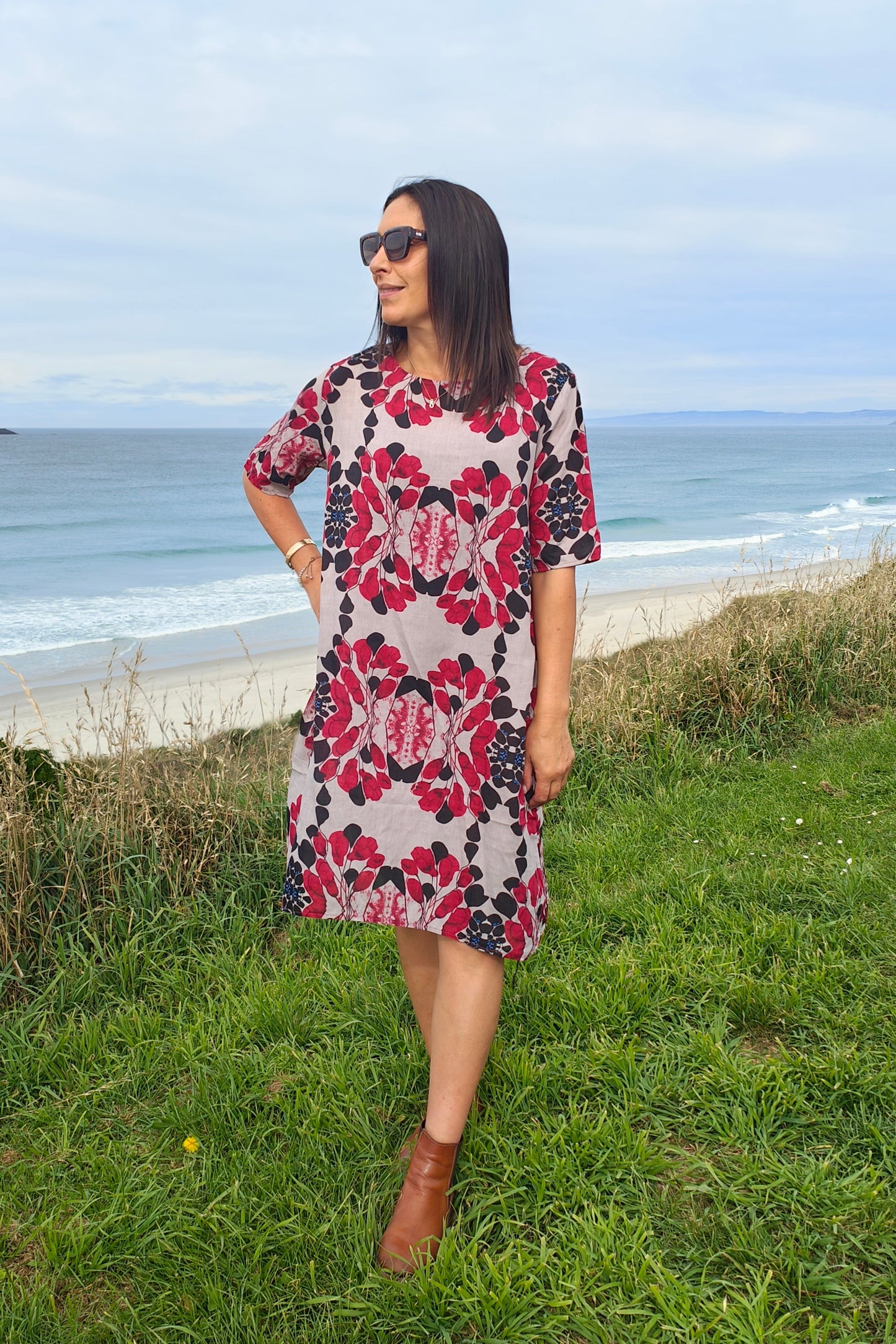 Bold Red & Black Shape - Smock Dress