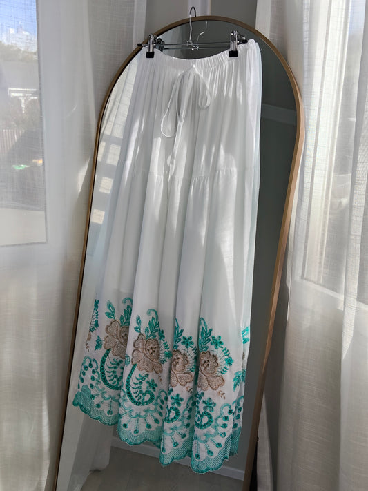 Margot Embroidered Skirt - White