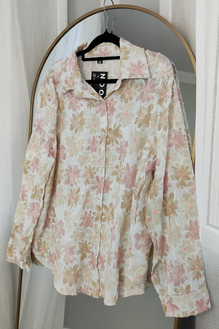 Floral Embossed Fern Shirt - Caramels