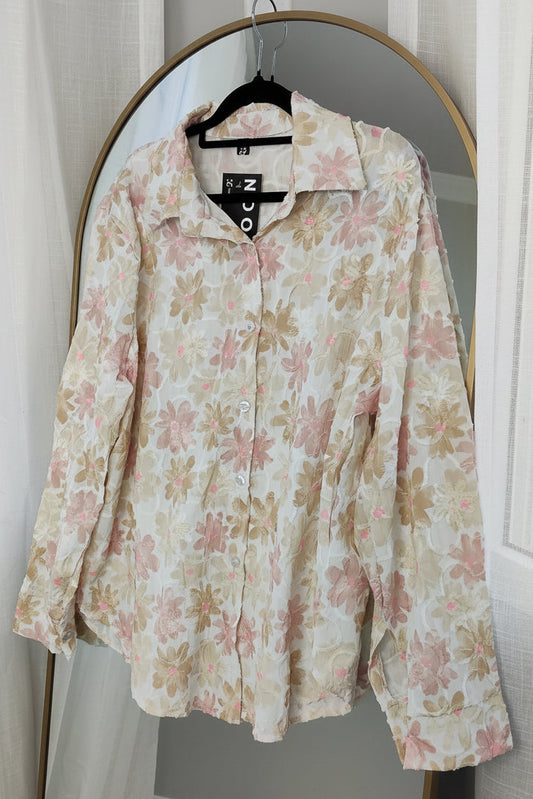 Floral Embossed Fern Shirt - Caramels