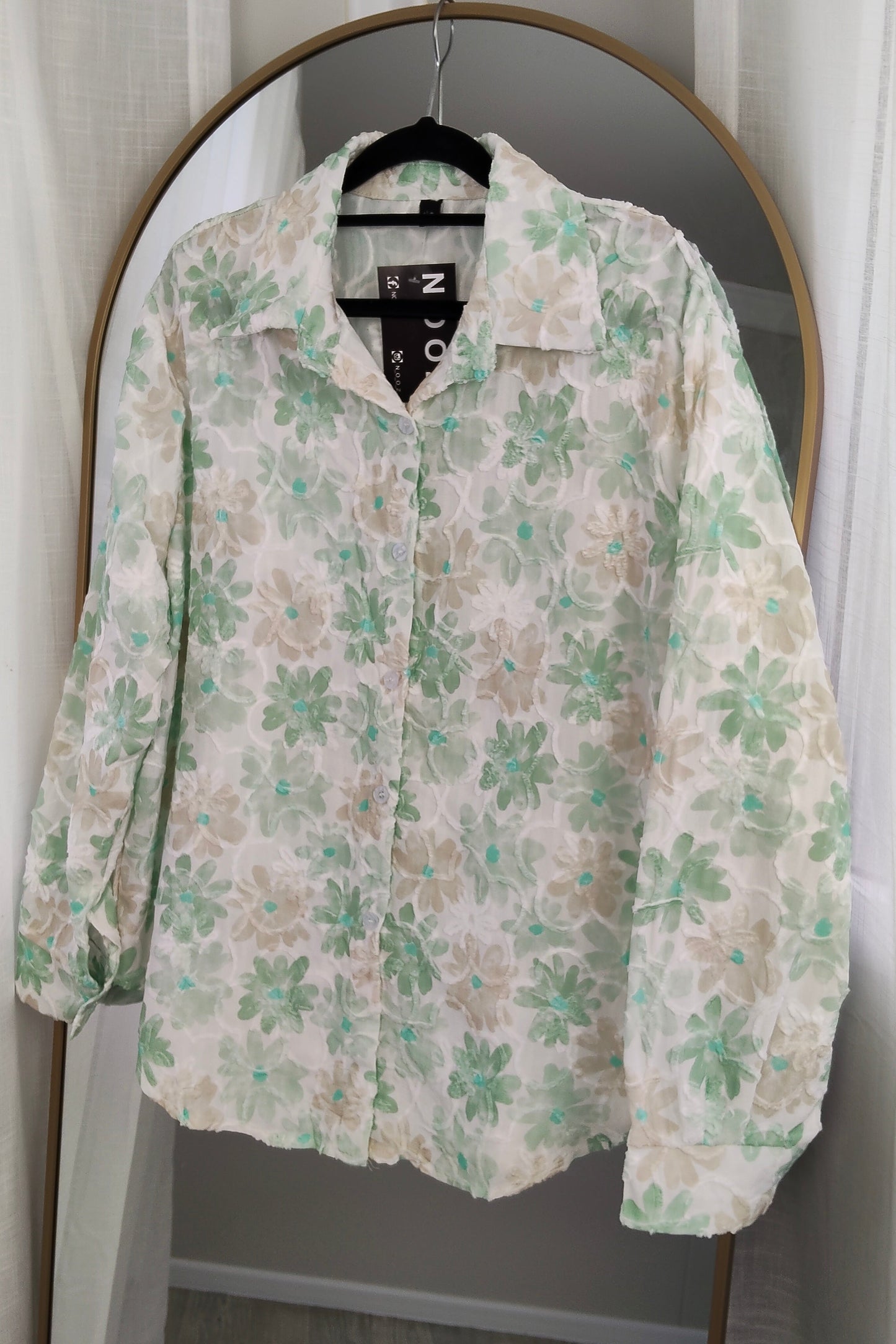 Floral Embossed Fern Shirt - Greens