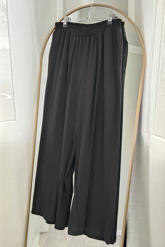 Curvy Wide Leg Leisure Pants - Black