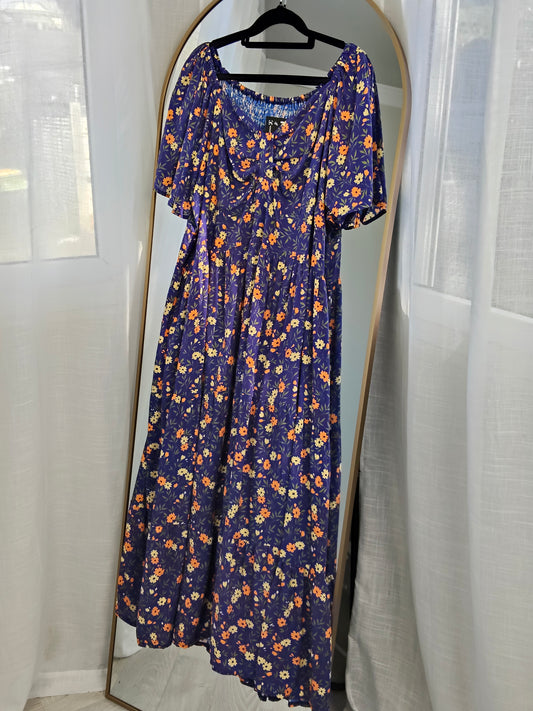 Sweetheart Solstice Dress - Indigo Floral