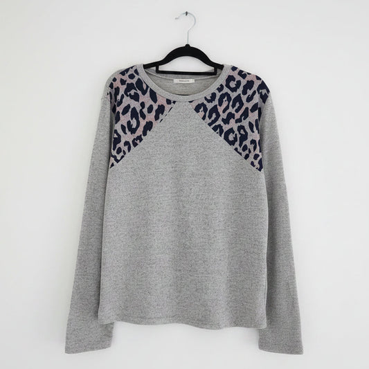 Animal Insert Leoni Top - Grey Marl