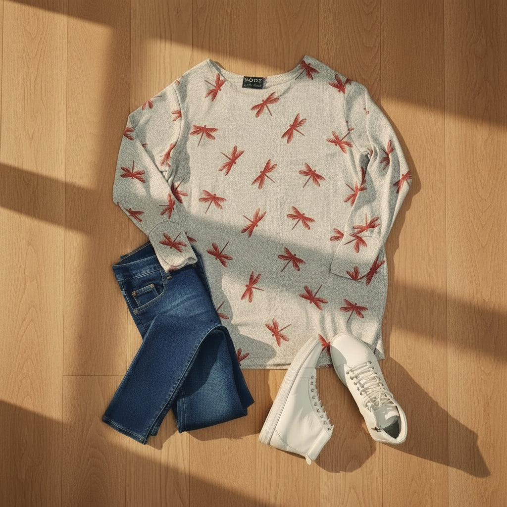 Acrylic Jersey -Dragonfly Grey/Red