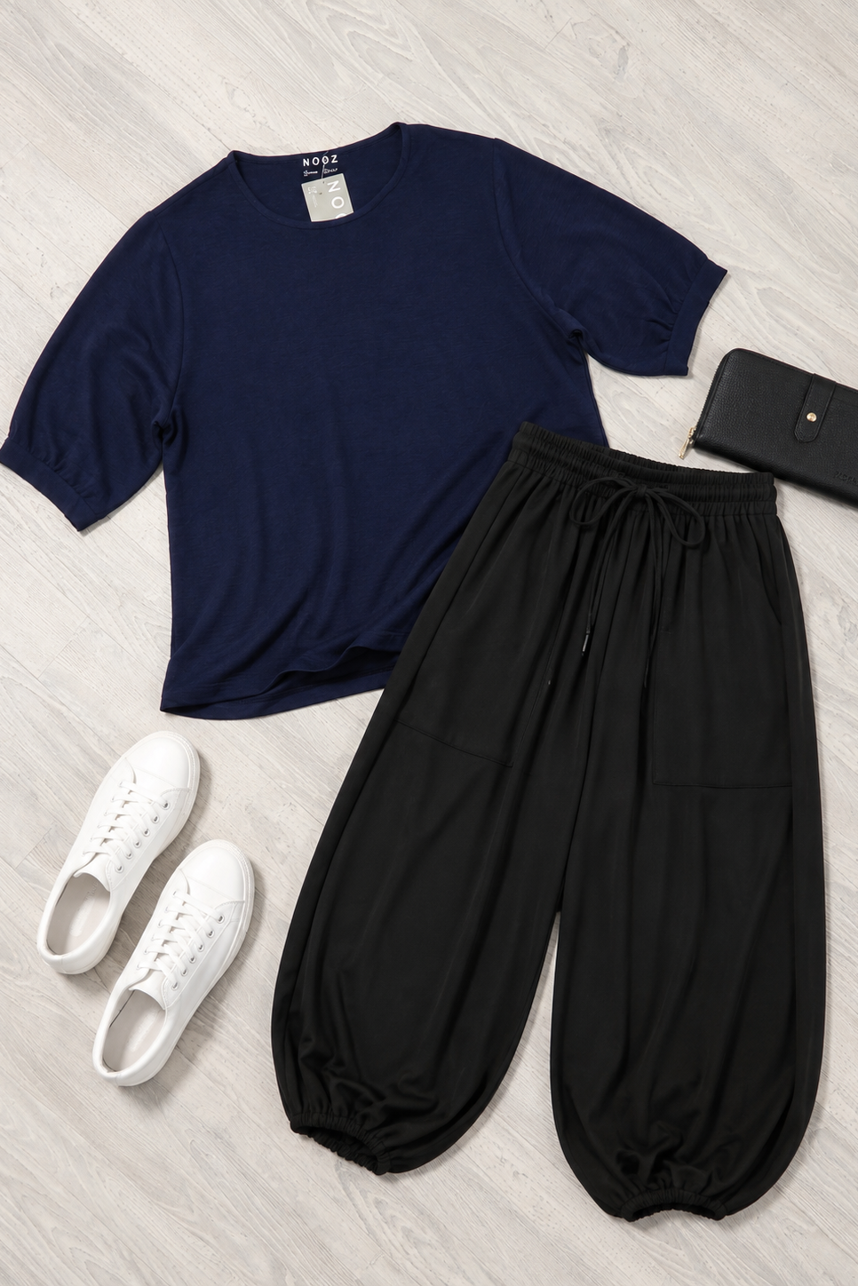 Plain Draped Izzy Top - Navy
